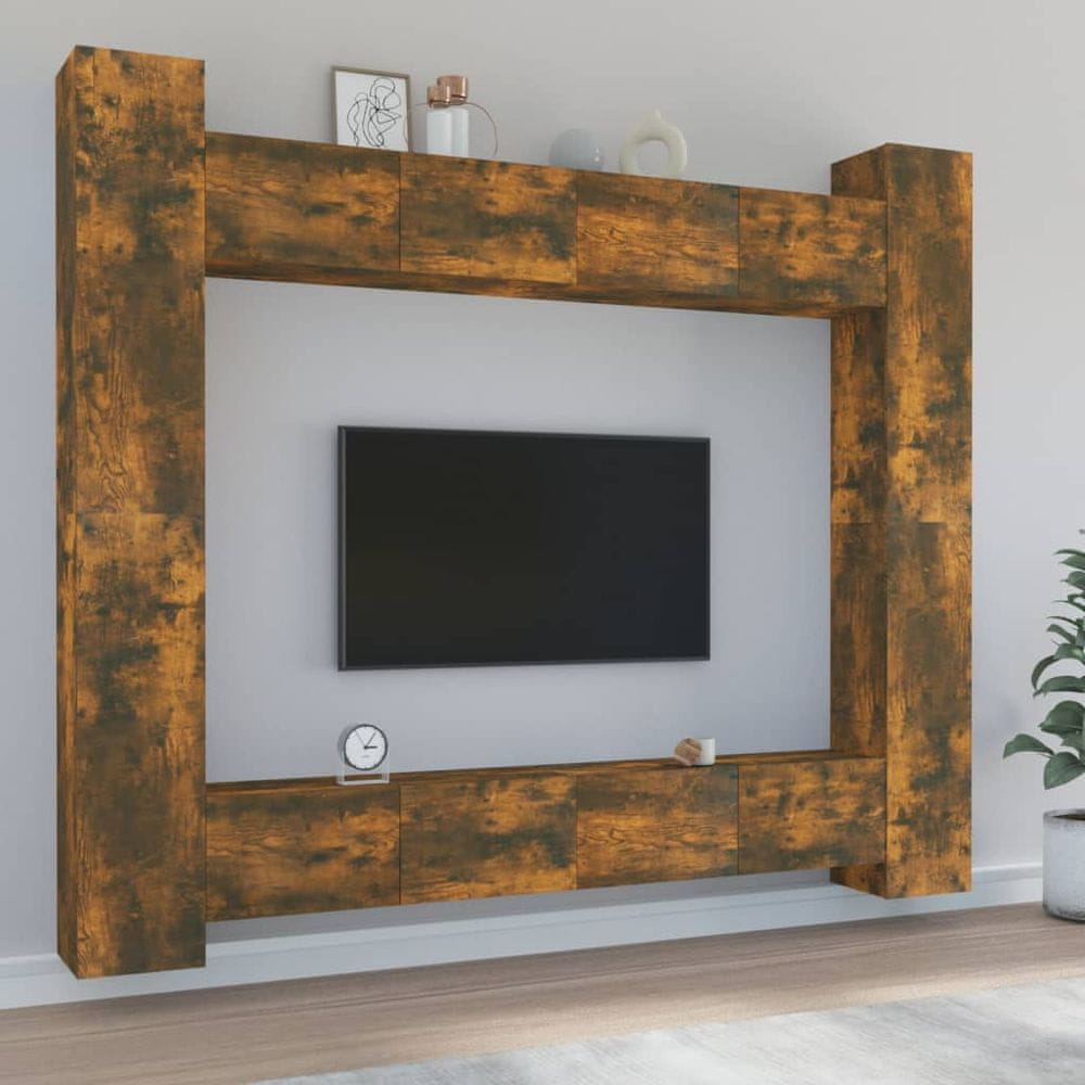 Vidaxl 8-dielna súprava TV skriniek dymový dub spracované drevo